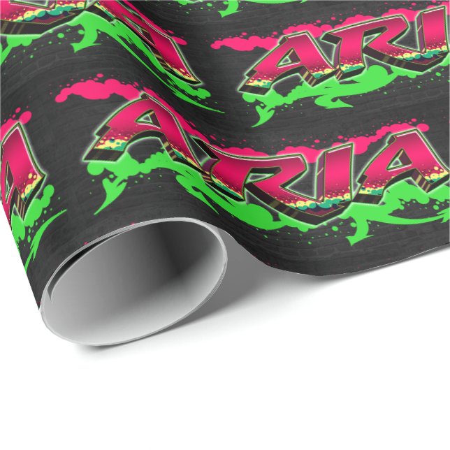 Papel De Presente Aria Vorname Name Graffiti red green (Ponta do rolo)