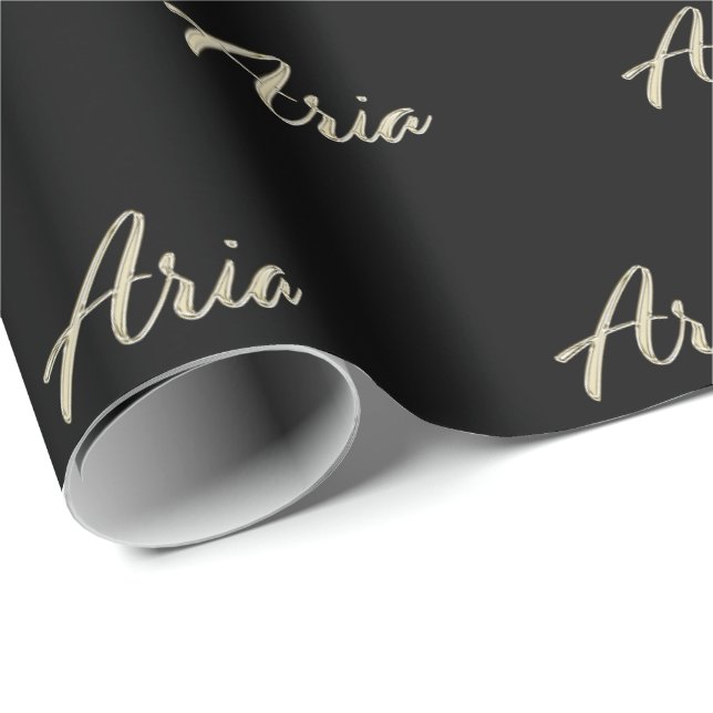 Papel De Presente Aria white gold Handwriting Geschenkpapier (Ponta do rolo)