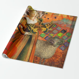 Papel De Presente Aries Orange Woman: Colagem de Arte Antica de Ram 