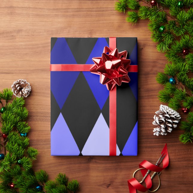 Papel De Presente arléquim azul desbotado (Presente de Natal)