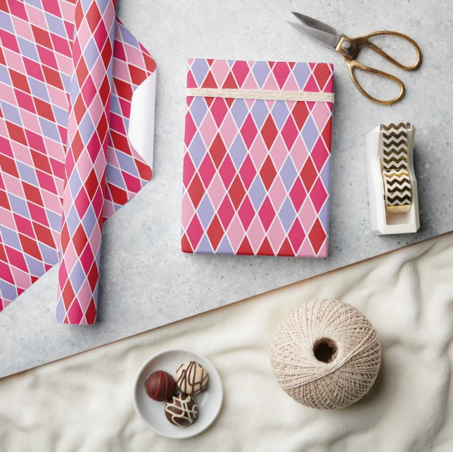 Papel De Presente Arlequim Romântico e Feminino Rosa (Artesanato)