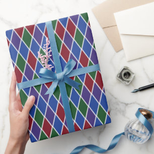 Papel De Presente Arlequim Tradicional de Tons Preciosos
