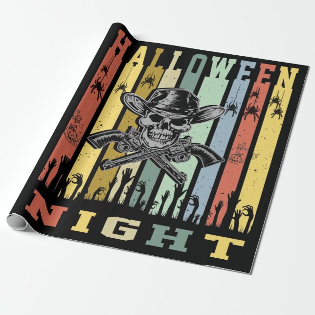 Papel De Presente Arma Caveira, Noite de Halloween (Desenrolado)