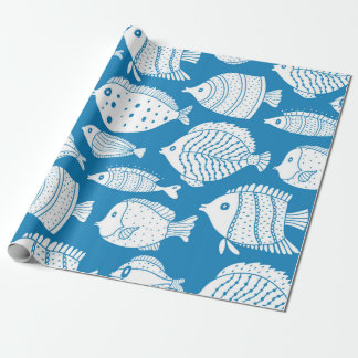 Papel De Presente Armadilha de peixe bonito. Ilustração decorativa. 