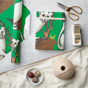 Papel De Presente Arminho de Doninha Branca Vida Selvagem de Inverno