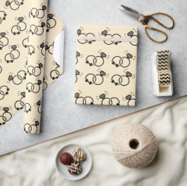 Papel De Presente Aros de Noivado Românticos para Presentes de Chuve