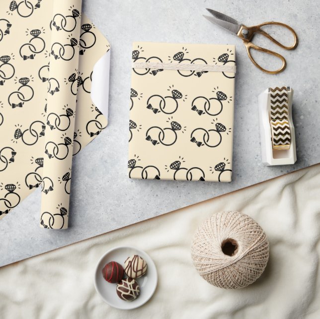 Papel De Presente Aros de Noivado Românticos para Presentes de Chuve (Artesanato)