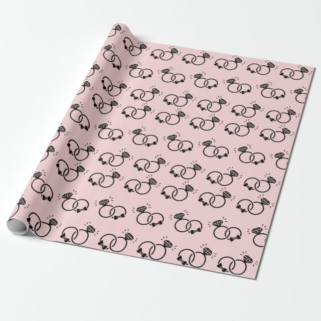 Papel De Presente Aros de Noivado Românticos Rosa Claro Suave Seamle (Desenrolado)