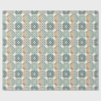 Papel De Presente Aros Geométricos Teal Harmoniosos Zen