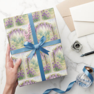 Papel De Presente Arqueiro de Wisteria em Jardim de Verão