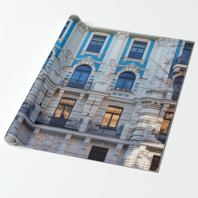 Papel De Presente Arquitetura Art Nouveau em Riga, Letónia (Desenrolado)