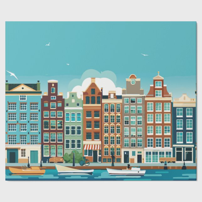 Papel De Presente Arquitetura Holandesa tema Amsterdam Holanda (Barra)