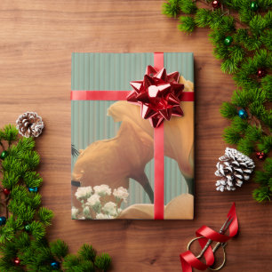 Papel De Presente Arranjo Floral de Antúrio e Tropicais