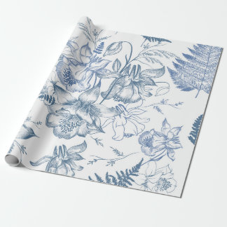 Papel De Presente Arranque Botânico Indigo