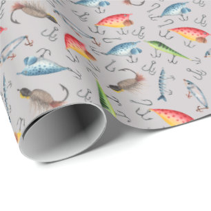 Papel De Presente Arrasto de pesca em Cinzas leves