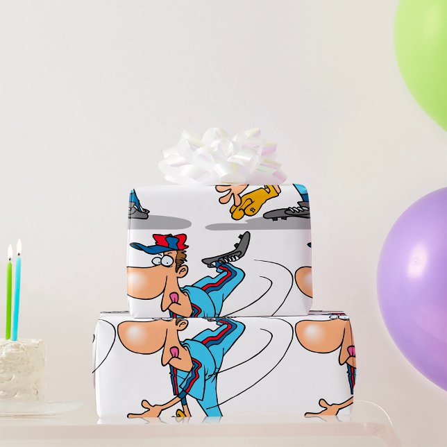 Papel De Presente Arremessador de beisebol de desenho animado engraç (Criador carregado)