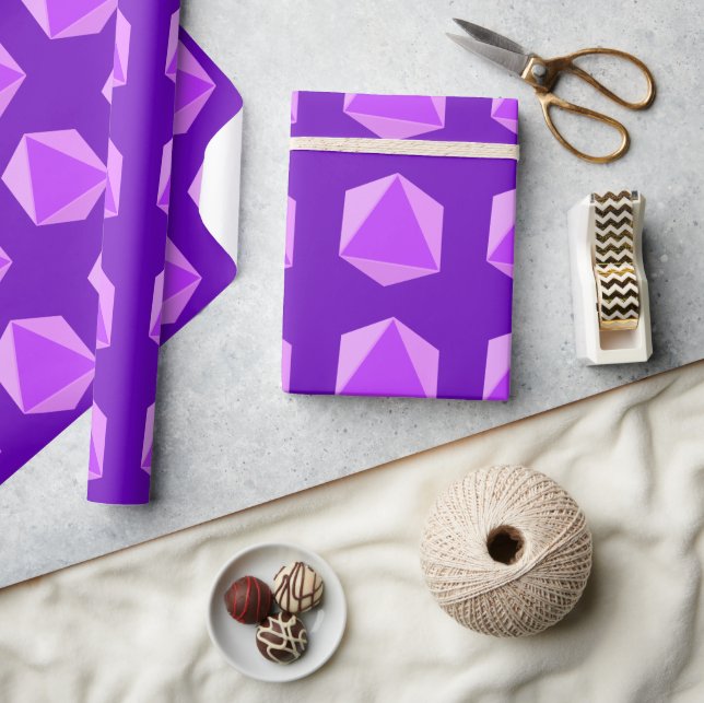 Papel De Presente Arroz Polidedral Roxo (Artesanato)