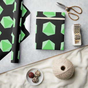 Papel De Presente Arroz Verde Negro Polidedro
