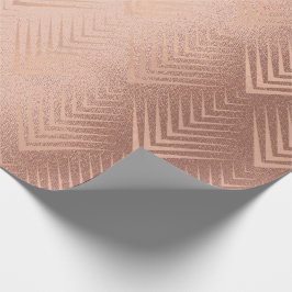 Papel De Presente Art Deco Blush Rosa Dourada Geometria Mínima Elega