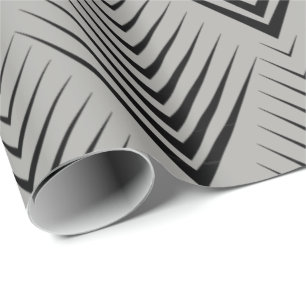 Papel De Presente Art Deco Cinzas Negras Elegante Mínimo Botânico