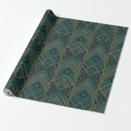 Papel De Presente Art Deco Geométrico Elevado - Turquesa Azul