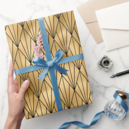 Papel De Presente Art deco gold triplo