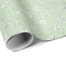 Papel De Presente Art Deco Mint Green Silver Shels Vip