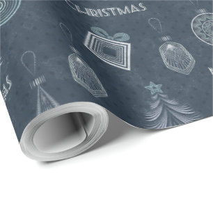 Papel De Presente Art deco moderno marinho de decoração ornamental