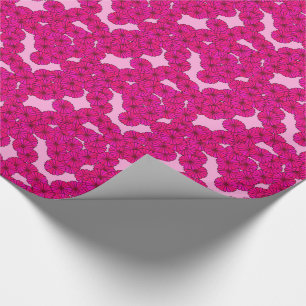 Papel De Presente Art Deco - padrão de flores - magenta a rosa