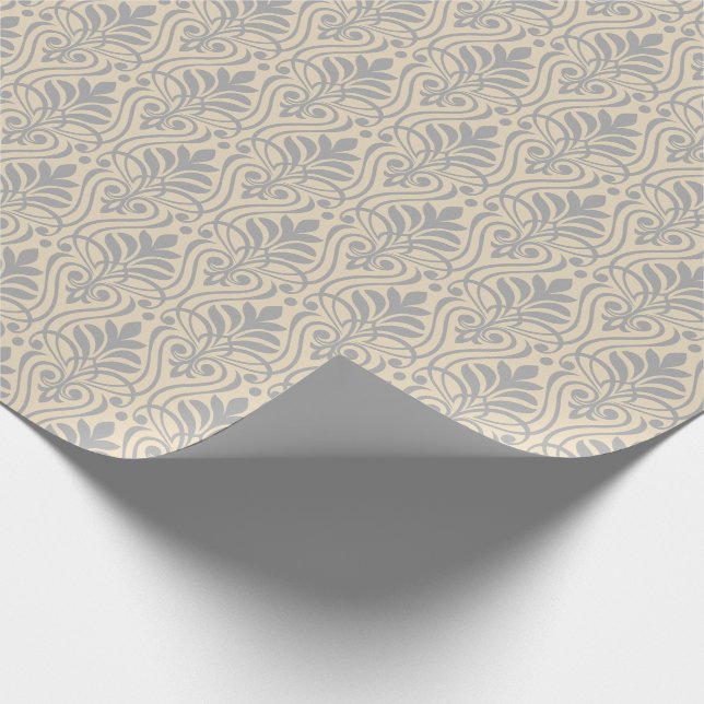 Papel De Presente Art Deco Pattern 01 - Cinzas Espanholas em Branco (Ponta)
