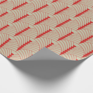 Papel De Presente Art Deco Pattern 03 - Vermelho Persa sobre Esbranq