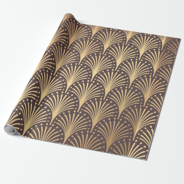 Papel De Presente Art Deco Pattern. Fundo de ouro perfeito. Mini (Desenrolado)