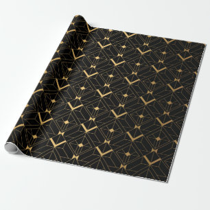 Papel De Presente Art Deco Pattern. Serralheiro preto sem costura e