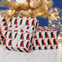 Papel De Presente Art Deco retro vintage mensagem de casal Natal