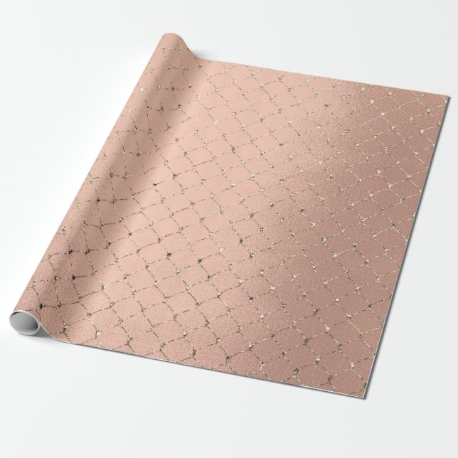 Papel De Presente Art Deco Rosa Dourado Sepia Faux Dourado Net (Desenrolado)