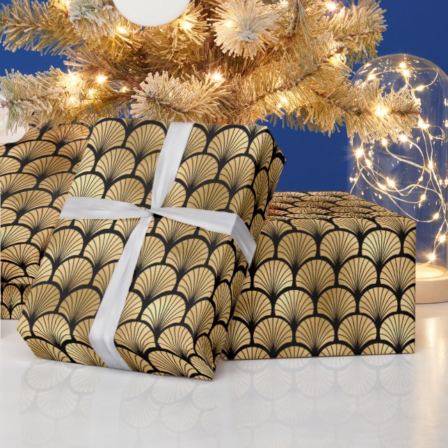 Papel De Presente Art Deco Scallop Fan Radiating Pattern Design (Feriados)