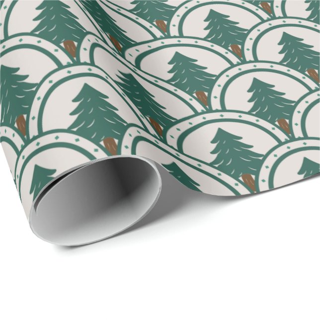 Papel De Presente Art Deco Scalloping Evergreen Patterno (Ponta do rolo)
