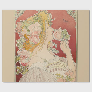 Papel De Presente Art Nouveau Belle Époque Senhorita Rosas Livemont