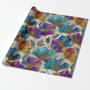Papel De Presente Art Nouveau clematis roxa