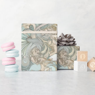 Papel De Presente Art Nouveau Estilo Consegue Repetir Padrão