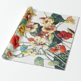 Papel De Presente Art Nouveau Garden Nasturtium Flowers