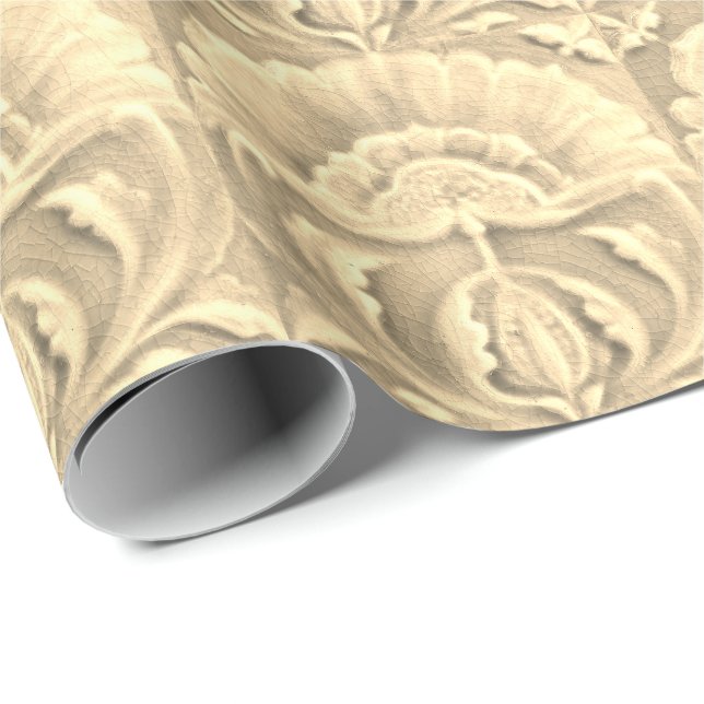 Papel De Presente Art nouveau jugendstil azulejo dourado (Ponta do rolo)