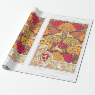 Papel De Presente Art nouveau outono e outono vitoriano