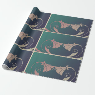 Papel De Presente Art nouveau rosa gold fuschia