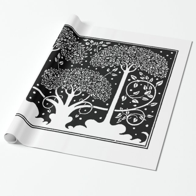 Papel De Presente Art Nouveau Tree Beardsley Pattern (Desenrolado)