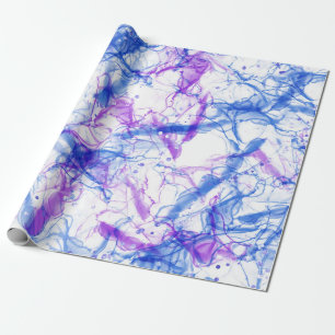 Papel De Presente Arte abstrata com tinta alcoólica roxa azul branca