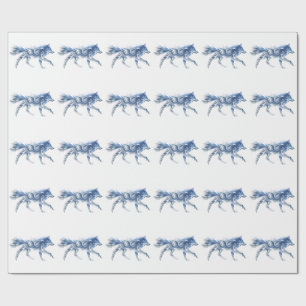 Papel De Presente Arte Abstrata de Lobo: Ilustração Geométrica de An