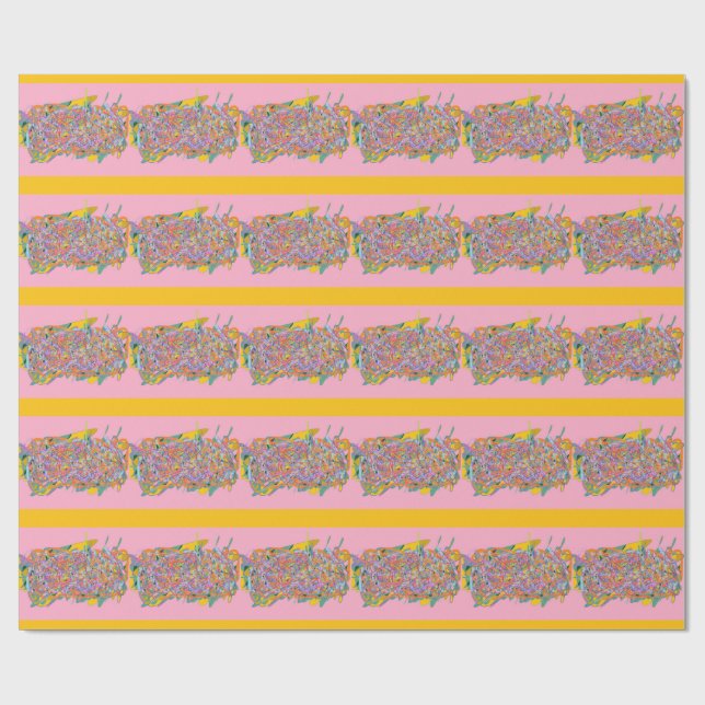 Papel De Presente arte abstrata listras em rosa (Aberto)