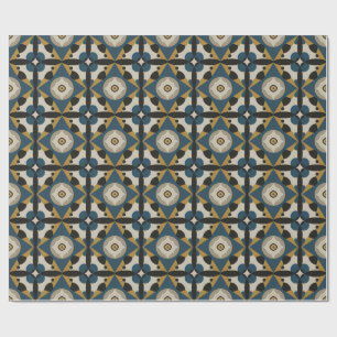 Papel De Presente Arte Abstrata Simétrica com Geométrico Ousado