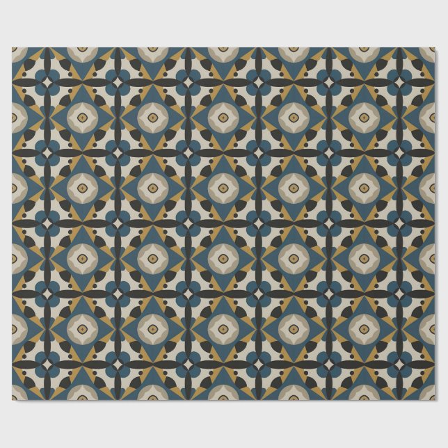 Papel De Presente Arte Abstrata Simétrica com Geométrico Ousado (Aberto)